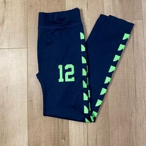 Women’s Navy and Green Leggings Seattle Seahawks 12 Pants
